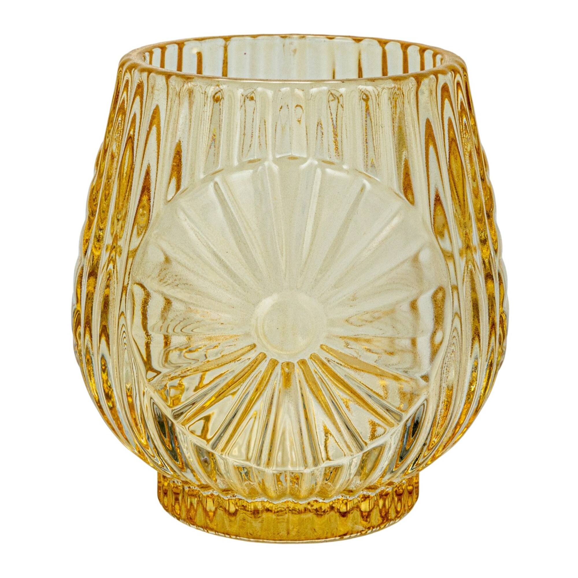Hello Honey® Embossed Glass 5-Votive Candle Holders with Vase & Wood Tray